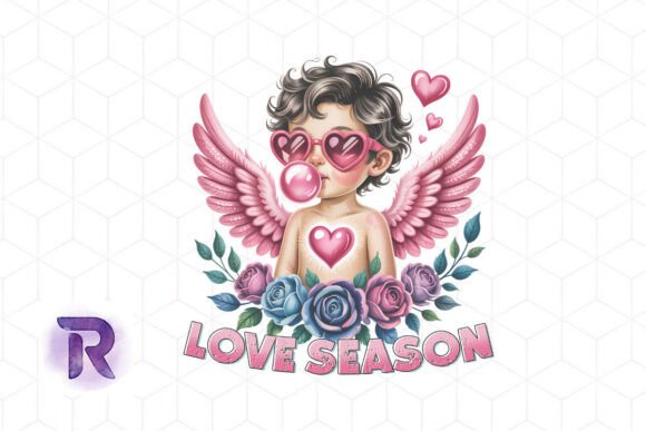 Retro Cupid Valentine Blowing Bubble PNG Review