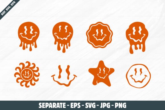 Retro Groovy Melting Smiley Face Vectors Review