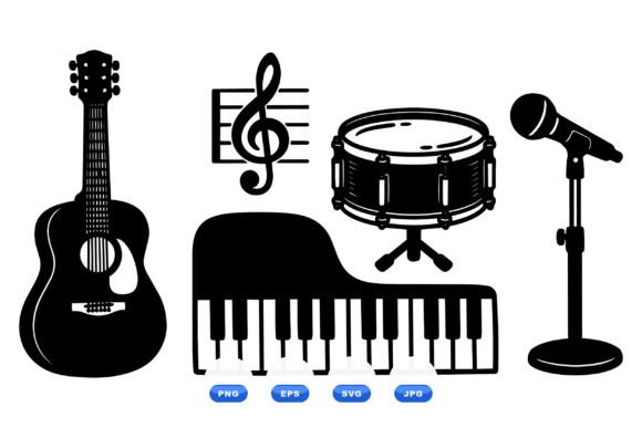Retro Music Instrument Icons Embroidery Review