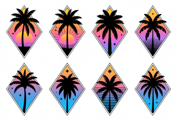 Retro Sunset Palm Tree Diamond Vector Review