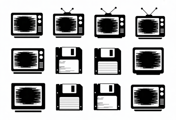 Retro TV and Floppy Disk Icons