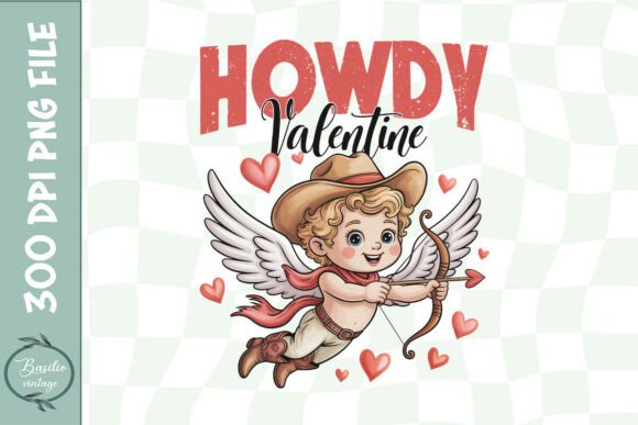Retro Western Cupid Howdy Valentine PNG