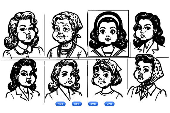 Retro Women Face Clipart Review